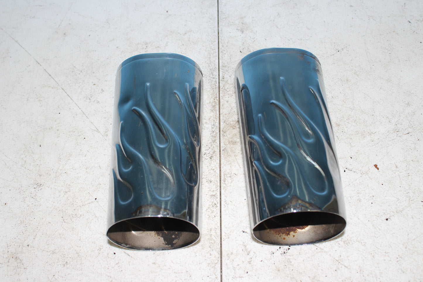 1997-2013 Harley Davidson StreetGlide Chrome Flame Fork Tube Covers