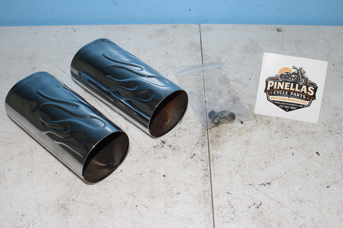 1997-2013 Harley Davidson StreetGlide Chrome Flame Fork Tube Covers