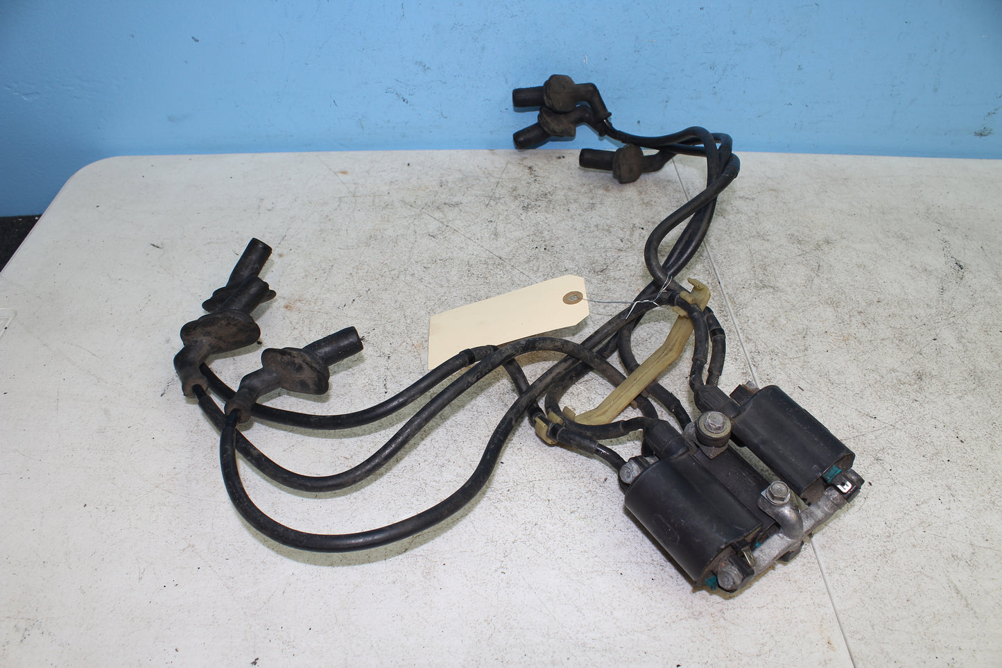 88-00 Honda Goldwing GL1500 OEM Ignition Coil Packs w/ Plug Wires Bracket