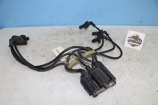 88-00 Honda Goldwing GL1500 OEM Ignition Coil Packs w/ Plug Wires Bracket