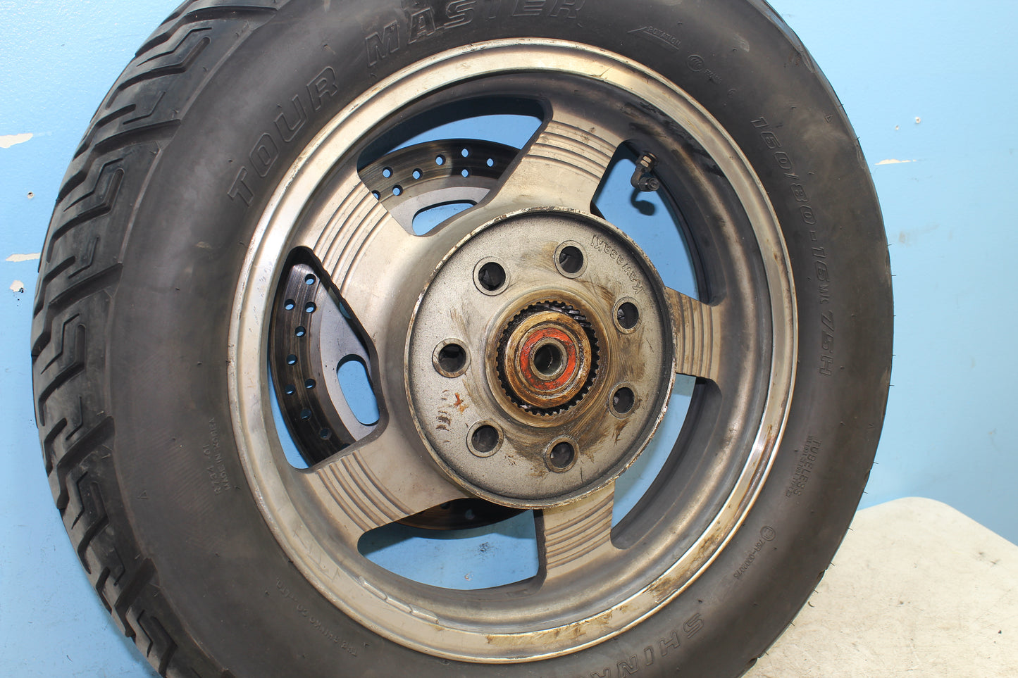 99-04 Kawasaki Vulcan Nomad VN1500 OEM Rear Wheel Rim Tire *STRAIGHT*