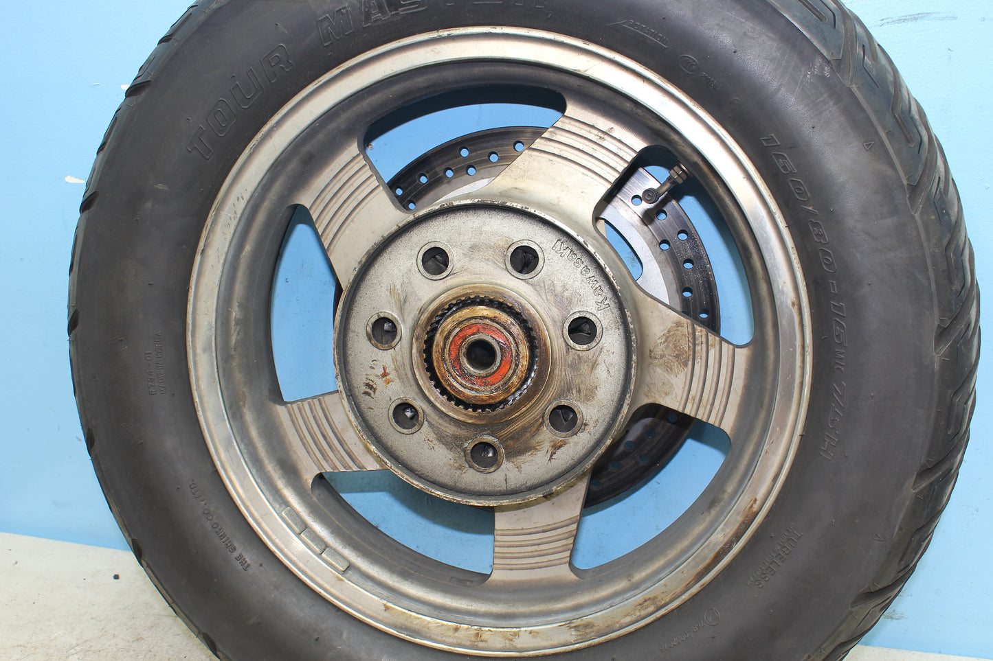 99-04 Kawasaki Vulcan Nomad VN1500 OEM Rear Wheel Rim Tire *STRAIGHT*