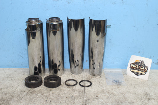 98-03 Honda Shadow VT 750 Deluxe ACE OEM Fork Tube Covers *SMALL DENT*