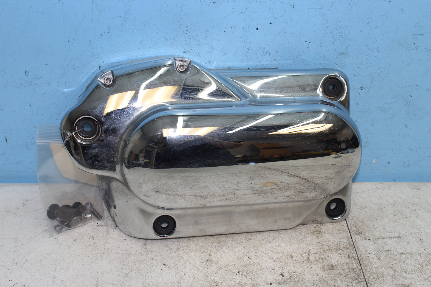 02-09 Yamaha V Star 1100 Silverado OEM Engine Cover Left Motor Trim Panel