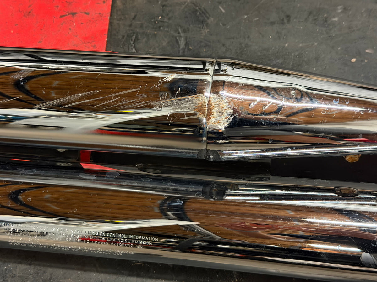 01-04 Suzuki Intruder Volusia VL800 OEM Exhaust NO BAFFLES *DMG*