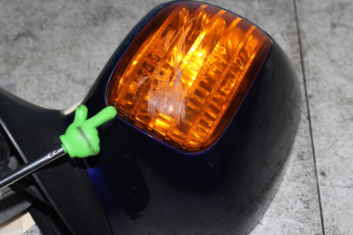 01-10 Honda Goldwing GL1800 Right Mirror Glass Turn Signal Blue *DMG*