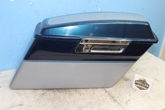 97-06 Harley FLHTCUI Electra Glide Right Saddlebag Luggage Storage Blue Silver