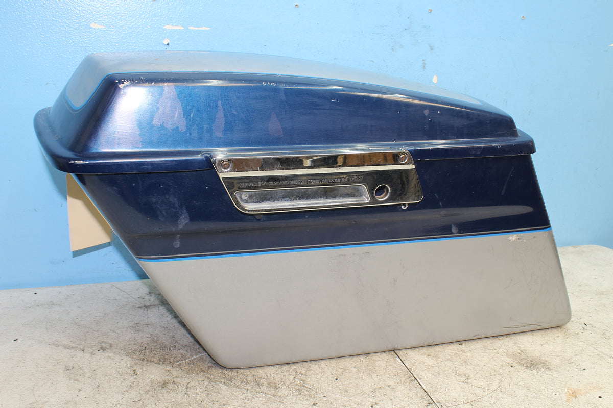 97-06 Harley FLHTCUI Electra Glide Left Saddlebag Luggage Storage Blue Silver