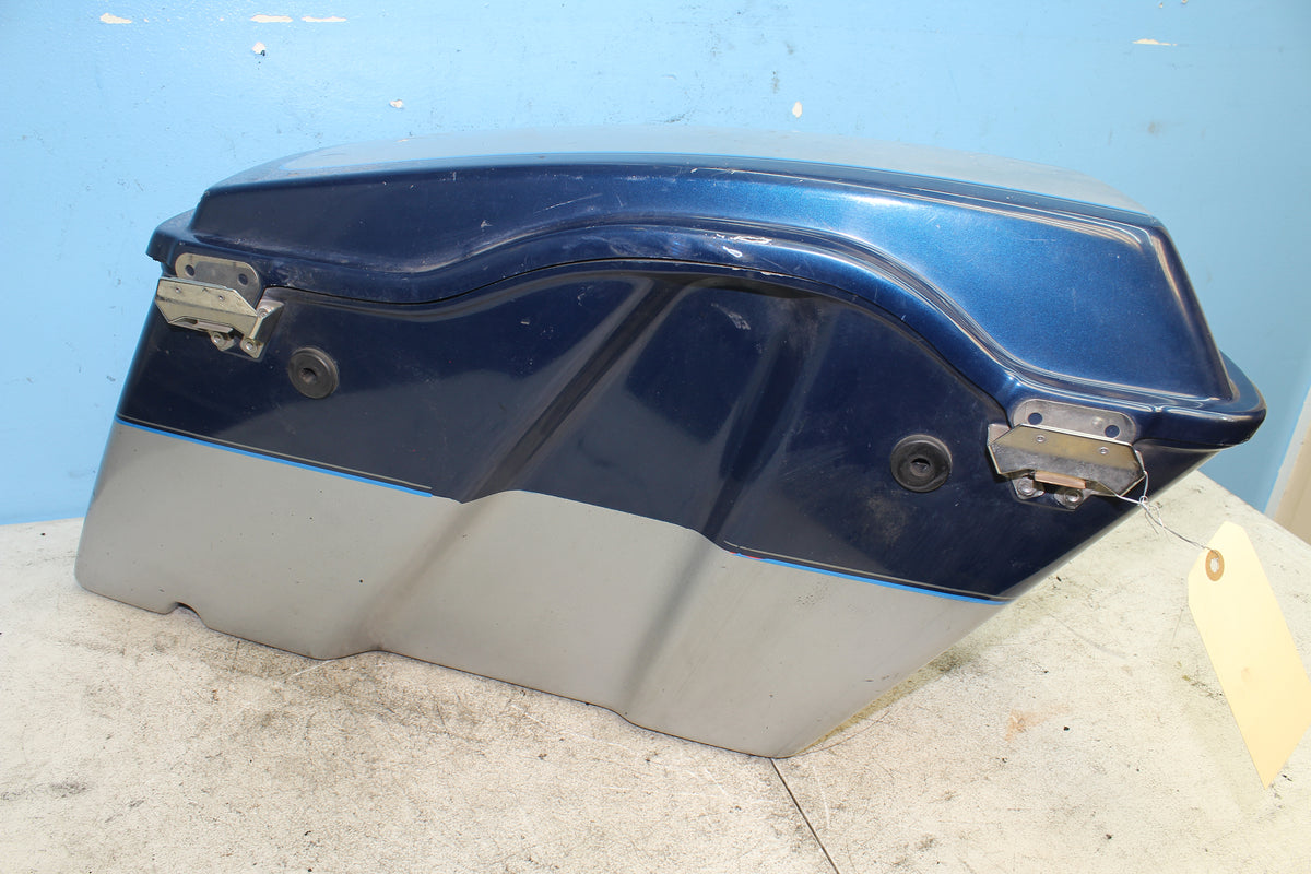 97-06 Harley FLHTCUI Electra Glide Left Saddlebag Luggage Storage Blue Silver