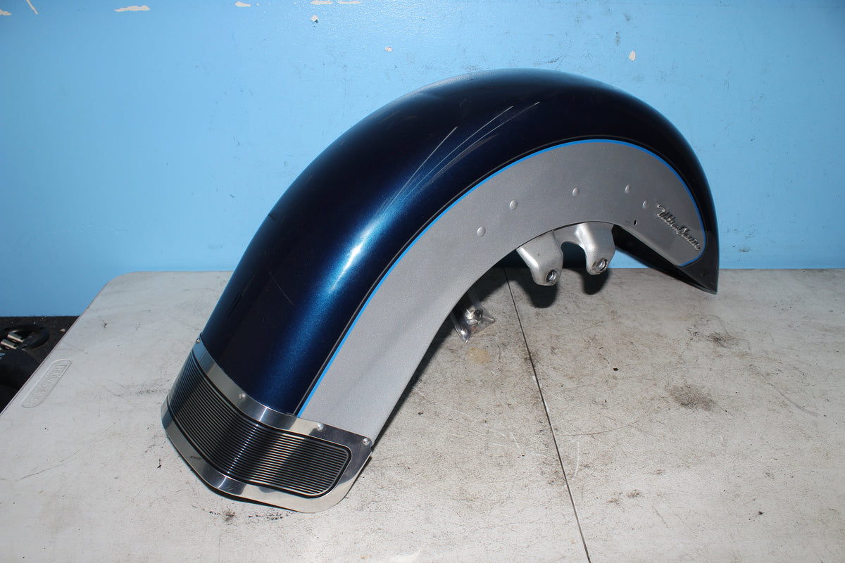 97-06 Harley FLHTCUI Electra Glide Front Fender Wheel Cover Guard Blue Silver