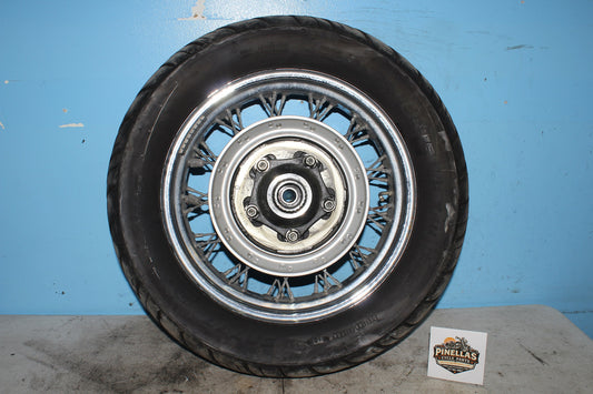 04-11 Honda Shadow Aero VT750C Rear Wheel Rim Spoke Tire *STRAIGHT* *leaky tire*