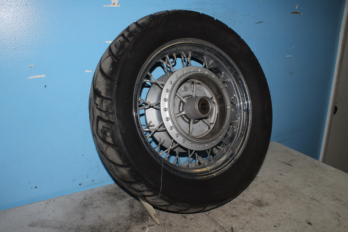 04-11 Honda Shadow Aero VT750C Rear Wheel Rim Spoke Tire *STRAIGHT* *leaky tire*