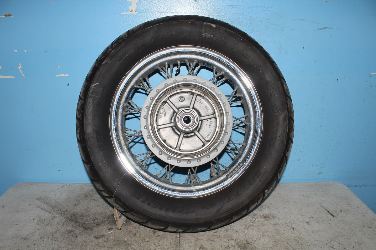 04-11 Honda Shadow Aero VT750C Rear Wheel Rim Spoke Tire *STRAIGHT* *leaky tire*