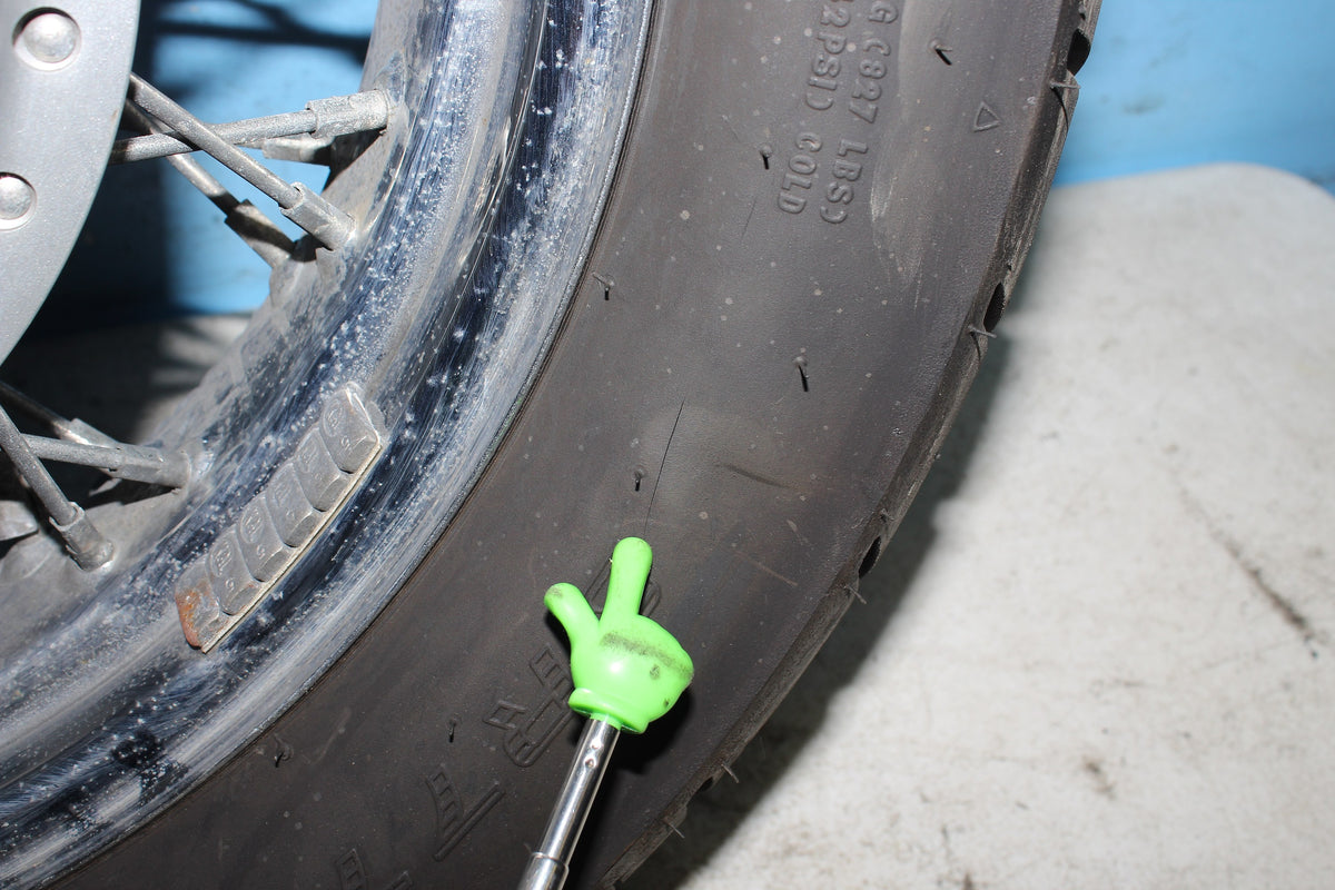 04-11 Honda Shadow Aero VT750C Rear Wheel Rim Spoke Tire *STRAIGHT* *leaky tire*